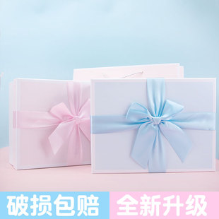 ins蓝粉色蝴蝶结礼盒礼物盒生日礼物衣服围巾包装伴手大号盒