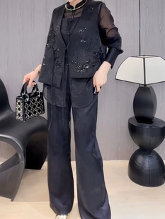 雅尼拉YDC2870 春时尚新中式重工缇花假两件设计感百搭显瘦套装女
