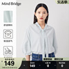 MindBridge春季女士V领衬衫短袖设计感衬衣韩版飘带休闲上衣