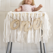 棉布蕾丝象牙白色精致宝宝，餐椅纱周岁生日布置派对装饰纱裙