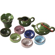 七彩冰裂茶具套装功夫茶杯，盖碗茶壶d泡茶整套陶瓷釉冰裂纹家用客