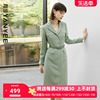 颜域绿色西装领连衣裙女士2024春装优雅气质高级感小香风裙子