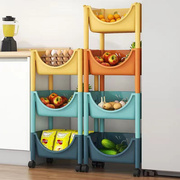 厨房蔬菜置物架收纳省空间落地玩具，小推车菜篮，家用塑料储物菜架子