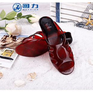 上海回力女士水晶防滑时尚居家中跟高跟平跟中年人塑料凉拖鞋