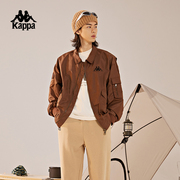 Kappa卡帕夹克衫男秋复古美式工装外套休闲翻领教练服运动上衣