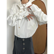 14GSL小众极简法式秀场设计感衬衫复古别致领口高级感中性衬衣