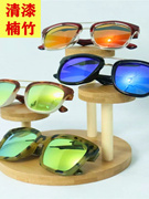 复古竹木质太阳镜陈列道具高档眼镜展示架实木清漆摆墨镜橱窗装饰