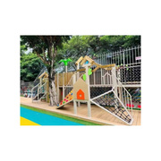 幼儿园攀爬架户外玩具，大型实木滑梯爬网轮胎，儿童木质体能训练组合
