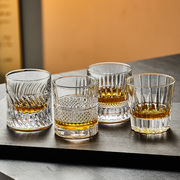 加厚威士忌酒杯家用复古水晶玻璃洋酒杯创意ins风八角啤酒杯酒吧