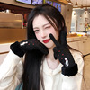小猫卡通加绒加厚保暖麂皮绒手套女士秋冬季韩版触屏骑车用手套女