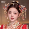中式新娘金红色(金红色)秀禾圣女冠头饰不对称设计新颖古装蓝紫色汉服发饰