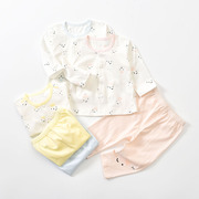 婴儿衣服夏季长袖分体套装，纯棉薄款家居服，开衫空调服男女宝宝睡衣