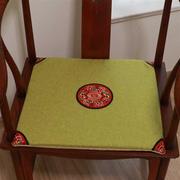 新中式餐椅垫亚麻红木圈椅，坐垫四季田园，实木沙发垫防滑茶椅垫加厚
