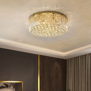 led轻奢水晶客厅灯，金色卧室吸顶灯圆形，温馨房间智能网红水晶灯具