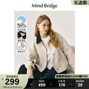 MindBridge2024年春季短款外套女士休闲工装夹克韩版撞色翻领上衣