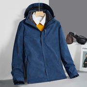 冬季大码户外防风保暖两件套夹克男女同款，羽绒冲锋衣男款防水