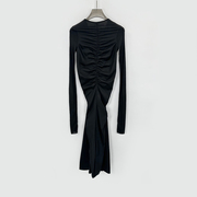欧货黑色针织长袖连衣裙女2024春夏设计感小众气质性感礼服裙