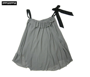 夏季fairyfair灰色高端雪纺，可调节蝴蝶结，系带吊带背心