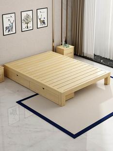 简约布艺松木床榻榻米，学生床0.8米1.2米单人1.5米1.8米双人床床架