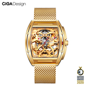 cigadesign玺佳锋芒机械表，金色版手表男机械表，镂空表男士手表