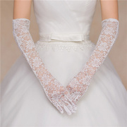 2022新娘结婚手套女士婚纱蕾丝红色白色结婚婚庆婚礼长款防晒