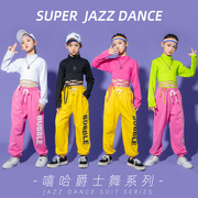 女童爵士长袖t恤印字演出服，模特jazz走秀小学生，形体训练洋气街舞