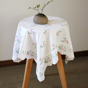 白色餐桌布棉田园长方形台布，家用茶几桌布，圆形正方形布艺小清新