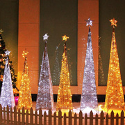 圣诞节装饰品铁艺发光金色圣诞树，摆件店面橱窗，装饰场景布置摆件