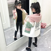 韩国女童貂绒外套2021秋冬装，毛毛衣(毛毛衣)韩版加绒，加厚儿童洋气大衣