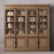 美式实木书柜餐边柜组合柜定制柜子，书橱书架收纳柜橡木欧式复古
