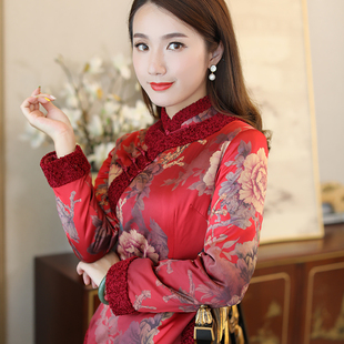如意风唐装女中国风冬装外套，妈妈小棉袄红色，拜年棉服中式旗袍上衣
