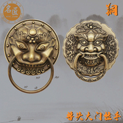 中式仿古纯铜兽头拉环大门门环把手木门狮子头门把手柜门装饰拉手