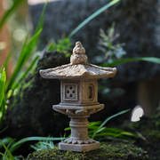 复古中式小石亭子摆件假山流水，园艺花卉盆景造景，摆设微景观石灯笼