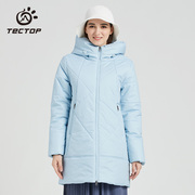 tectop探拓户外女士款，冬季防风加厚保暖棉服连帽外套中长款棉衣