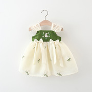 女宝宝裙子0-2-3岁4女童，夏装1婴儿，绣花衣服洋气6个月女童公主裙