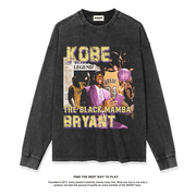 科比Kobe Bryant美式t恤秋冬重磅纯棉水洗做旧街头复古篮球卫衣男