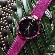 女蒂米妮士手表款表大气个性星空表盘款紫色皮表带时尚