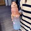 简约大容量水杯女夏季学生运动磨砂渐变水壶便携1000ml水瓶耐高温