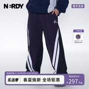 nerdy2023春夏情侣同款牛仔，配色运动长裤，宽松休闲直筒裤女潮