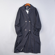 韩版西装领风衣女4.16H78321日系双排扣宽松气质复古纯色长款外套