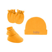 小宝宝单层纯棉帽子外贸欧美新生儿胎帽防抓手套脚套婴儿帽手脚套