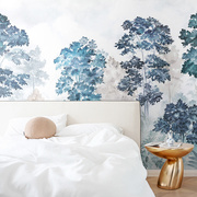 艺速 简约北欧现代植物树木壁纸客餐厅女孩儿童卧室床头壁画 彩林