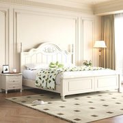 美式实木床现代简约单人双人主卧1.8米1.2米白色公主床高箱储物