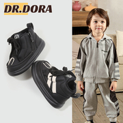 DR.DORA朵拉博士秋冬季加绒保暖棉鞋高帮休闲板鞋男童运动鞋女童