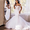 亚马逊婚纱鱼尾ebay2024年一字肩白色蕾丝中腰大码婚纱