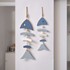 地中海风格木质蓝白鱼串，挂件海洋风家居装饰品蓝白小鱼(白小鱼)墙壁饰挂饰