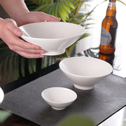欧式纯白汤碗家用饭碗创意，汤碗骨瓷面碗陶瓷简约吃饭碗单个大碗