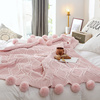 北欧ins球球沙发毯冬季午睡毯子雪尼尔盖毯被子可爱毛球针织毛毯