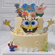 蛋糕装饰海绵宝宝派大星卡通摆件男孩儿童创意生日插牌甜品台插件