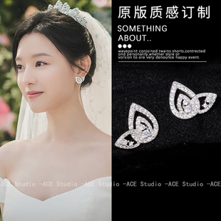 眼泪女王金智媛同款水滴锆石耳环，韩国轻奢高级感礼服气质银针耳饰